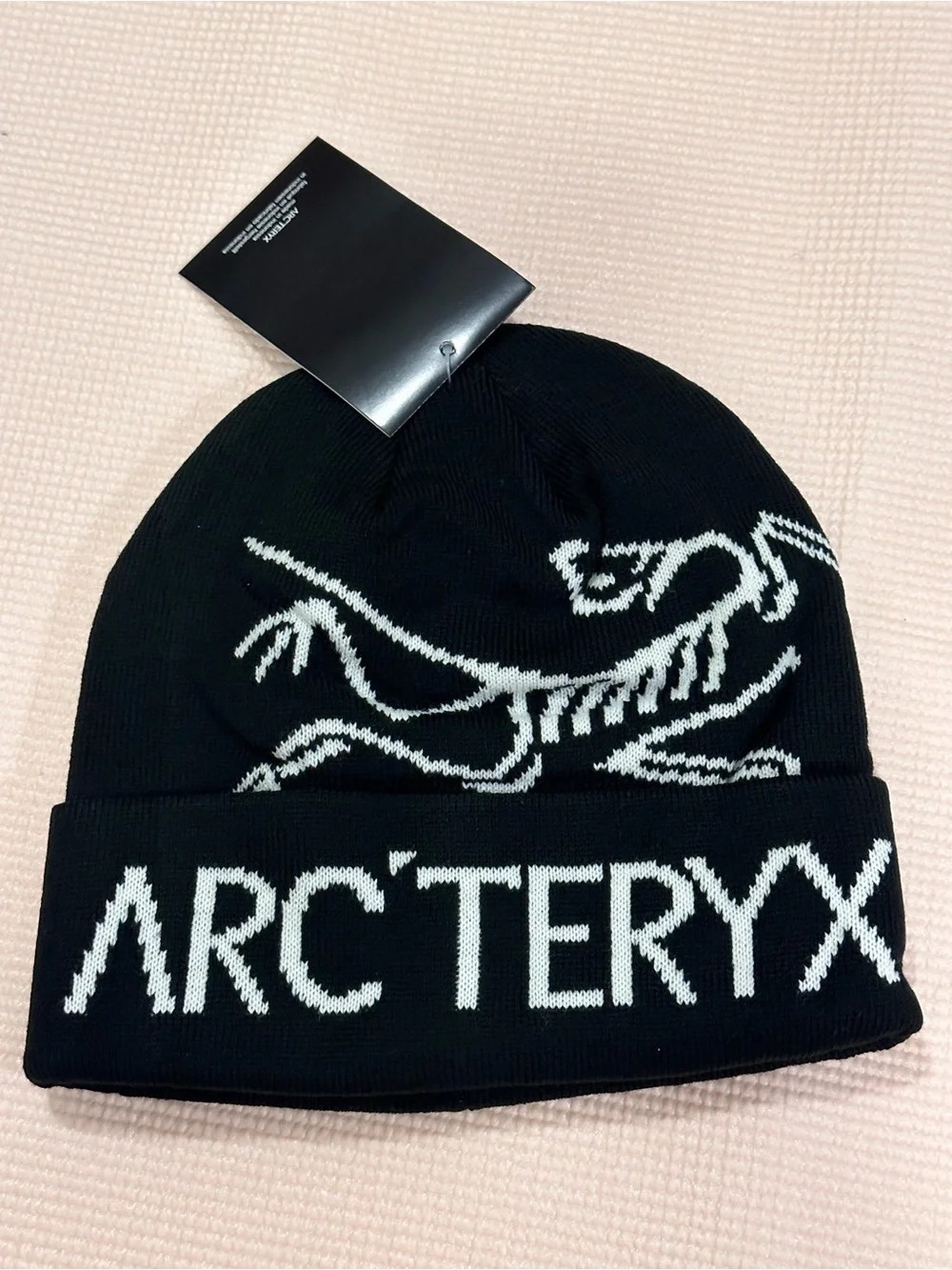 Arc'teryx Black and White Logo Knit Cuffed Beanie